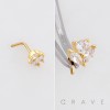 HEART FLOWER MARQUISE PETAL 316L SURGICAL STEEL L-SHAPE NOSE RING